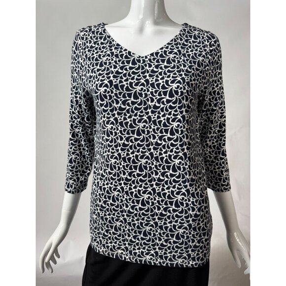 Black & White Floral Pattern Womens Top - Picture 1 of 16